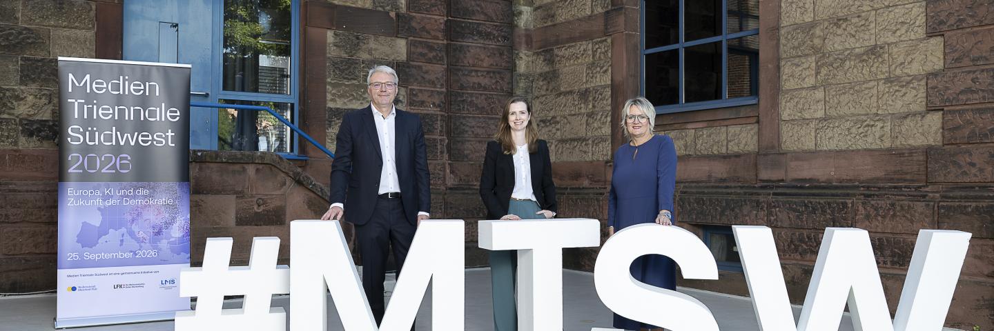 Dr. Marc Jan Eumann (Medienanstalt RLP), Julia Jeske (LFK) und Ruth Meyer (LMS) ©Medienanstalt RLP, Fotograf Victor Beusch